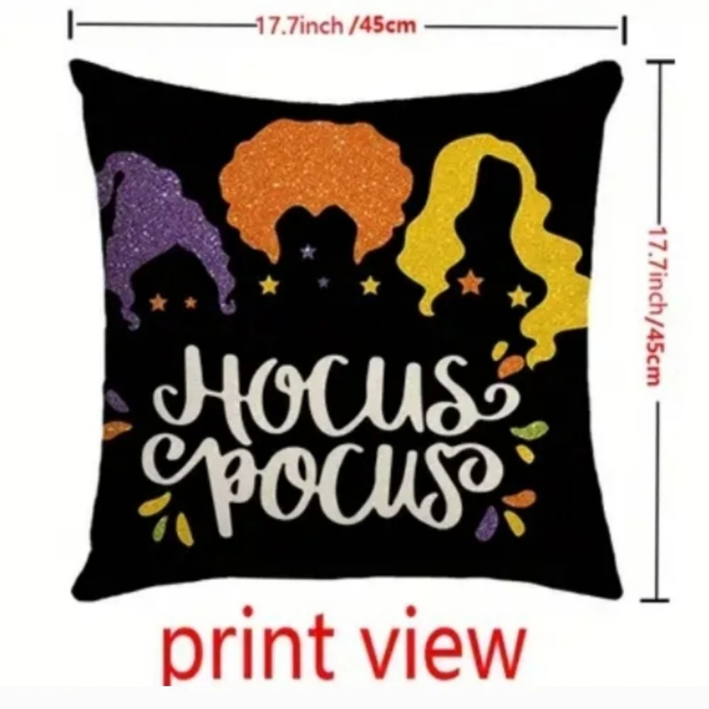Hocus Pocus canvas pillow cover 17.5 square